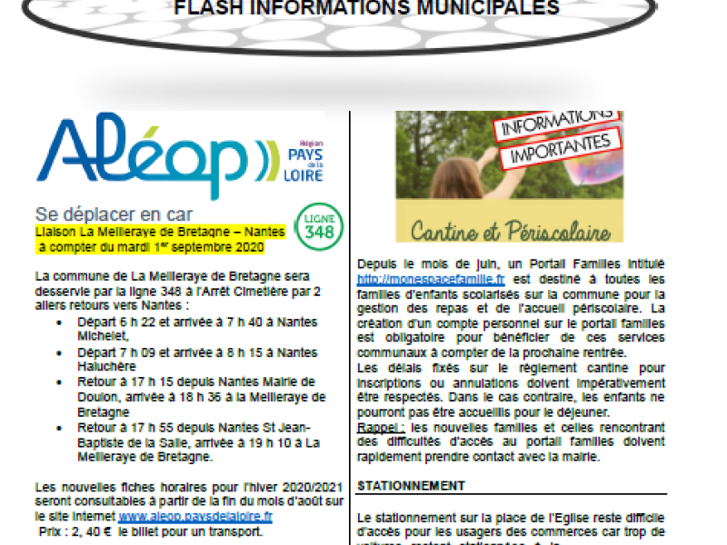 Flash infos août 2020