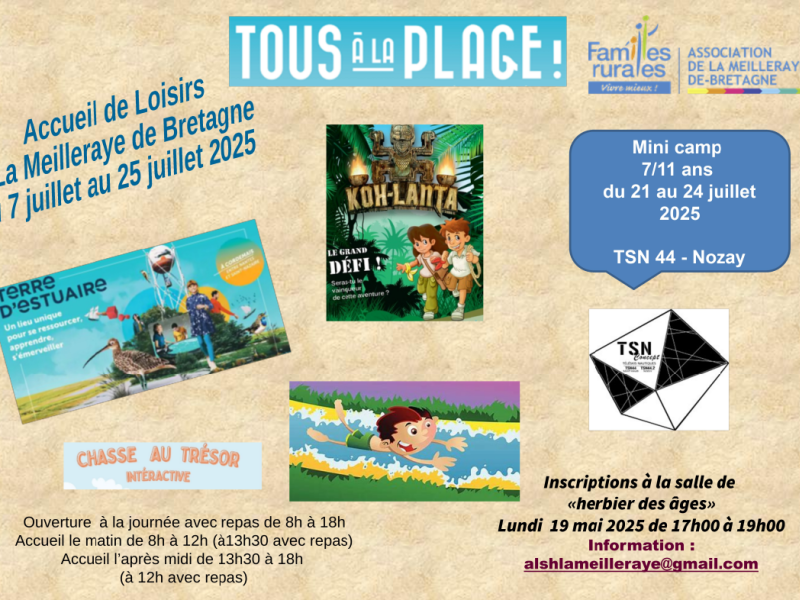 INSCRIPTIONS CENTRE DE LOISIRS POUR CET ÉTÉ 2025