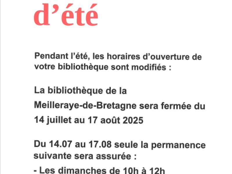 FERMETURE BIBLIOTHEQUE 